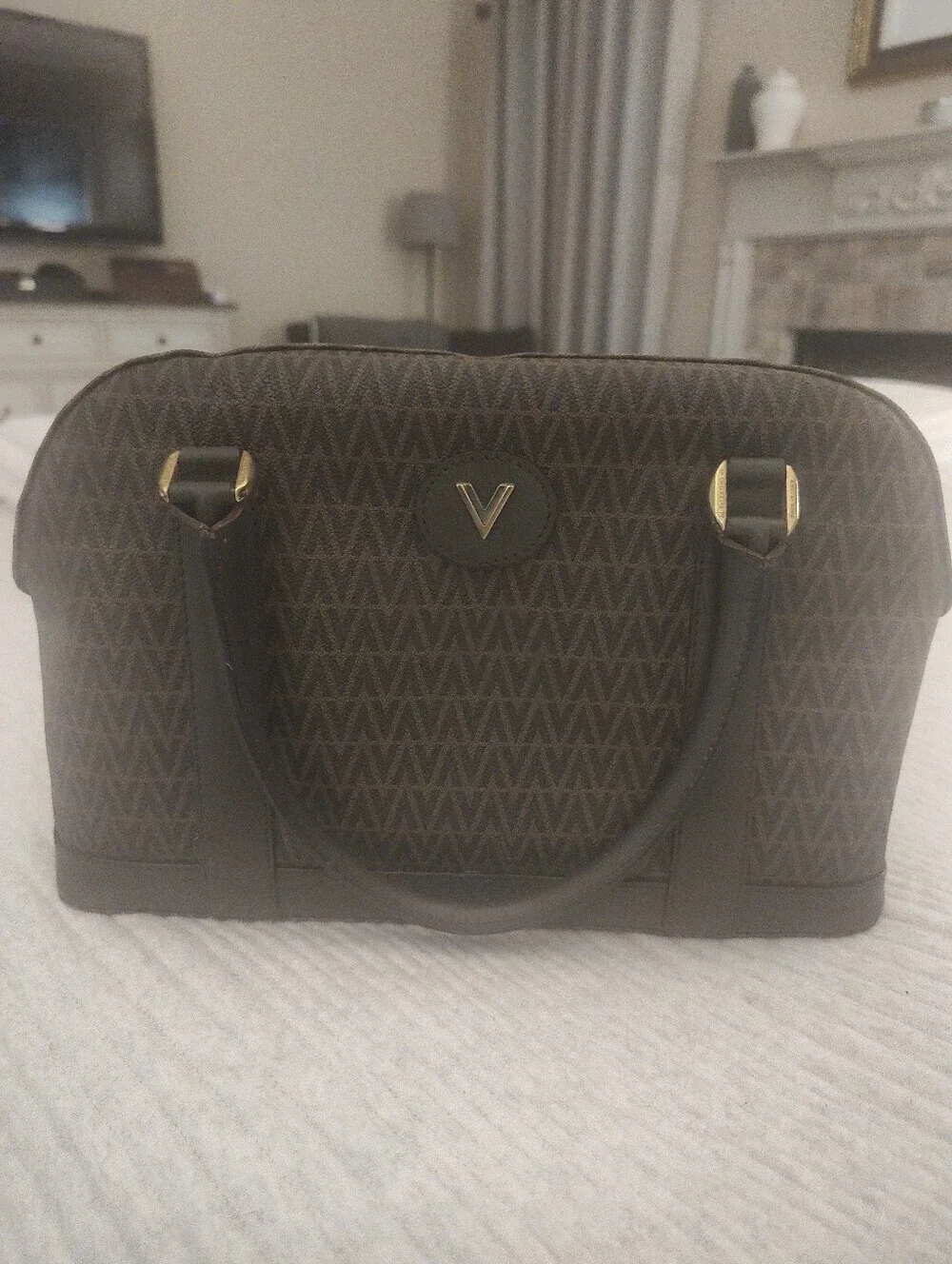 Vintage Mario Valentino Dark Brown Monogram Satchel